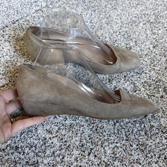 Prada Shoes Wedge Hidden Heel Women’s Size US 9/ EU 39 Taupe Classic Square Toe - Picture 2 of 13